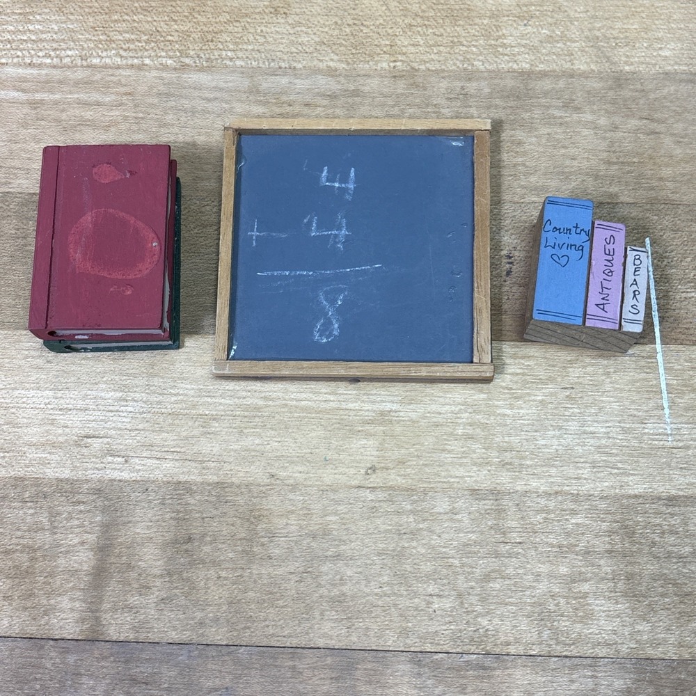 Vintage Dollhouse Miniature Books Chalkboard School Study Room Accessories Lot